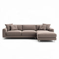 Sectional sofa with chaise lounge soft fabric in taupe dimensions 250 x 200 x 85cm