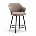 Bar stool with soft fabric seat in beige and black metal legs 45 x 45 x 100cm
