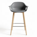 Wooden bar stool with ergonomic plastic seat and metal footrest 48 x 50 x 100cm