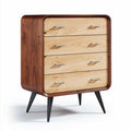 Wooden chest of drawers in walnut and maple finish with four storage drawers 80 x 40 x 100cm