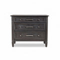 Modern wood nightstand with three drawers in dark finish 30 x 16 x 26 inches