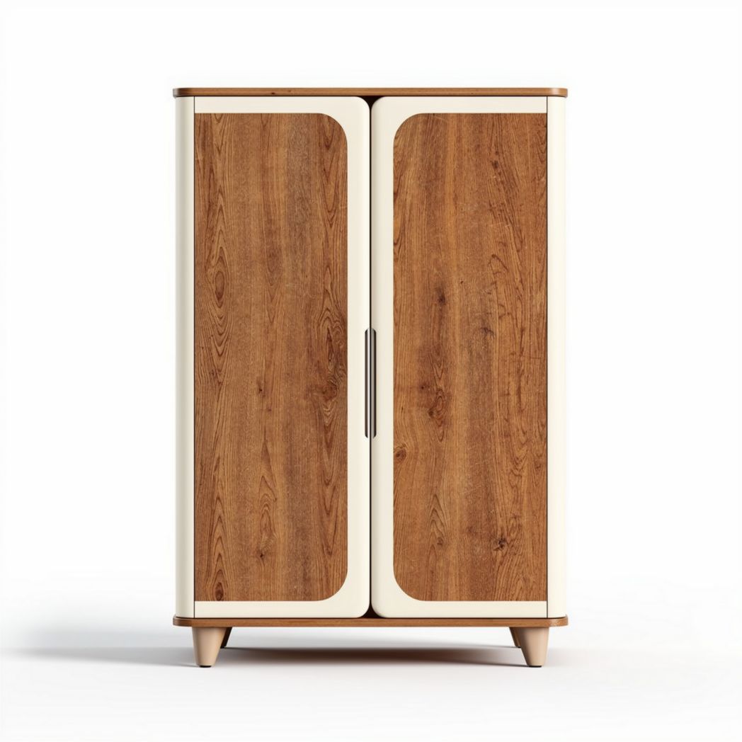 Wooden storage cabinet with double doors and modern design 80 x 40 x 180cm