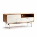 Wooden media console with storage drawers and metal legs 150 x 40 x 50cm
