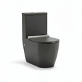 Modern one-piece toilet in matte black ceramic with compact design 70 x 38 x 76cm