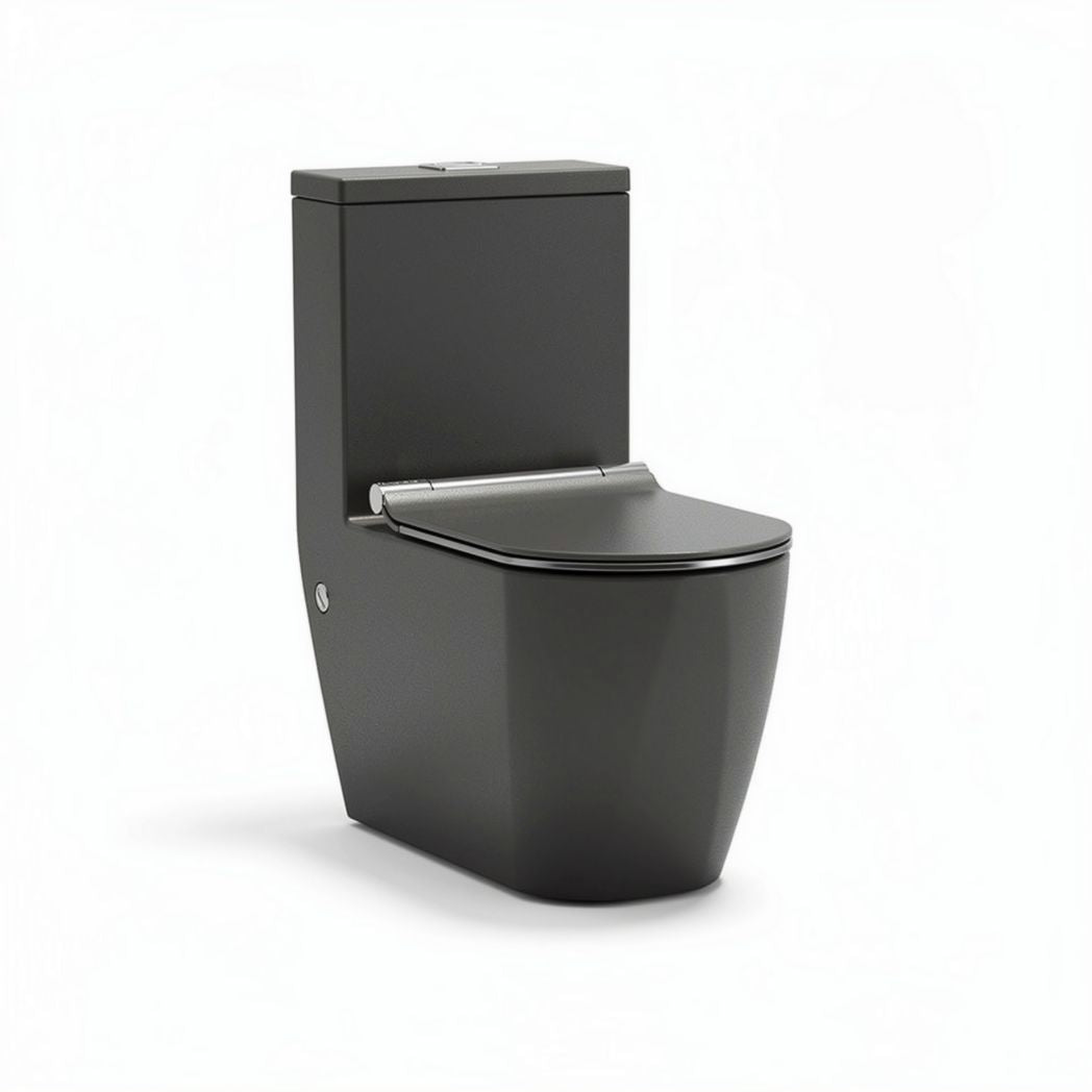 Modern one-piece toilet in matte black ceramic with compact design 70 x 38 x 76cm