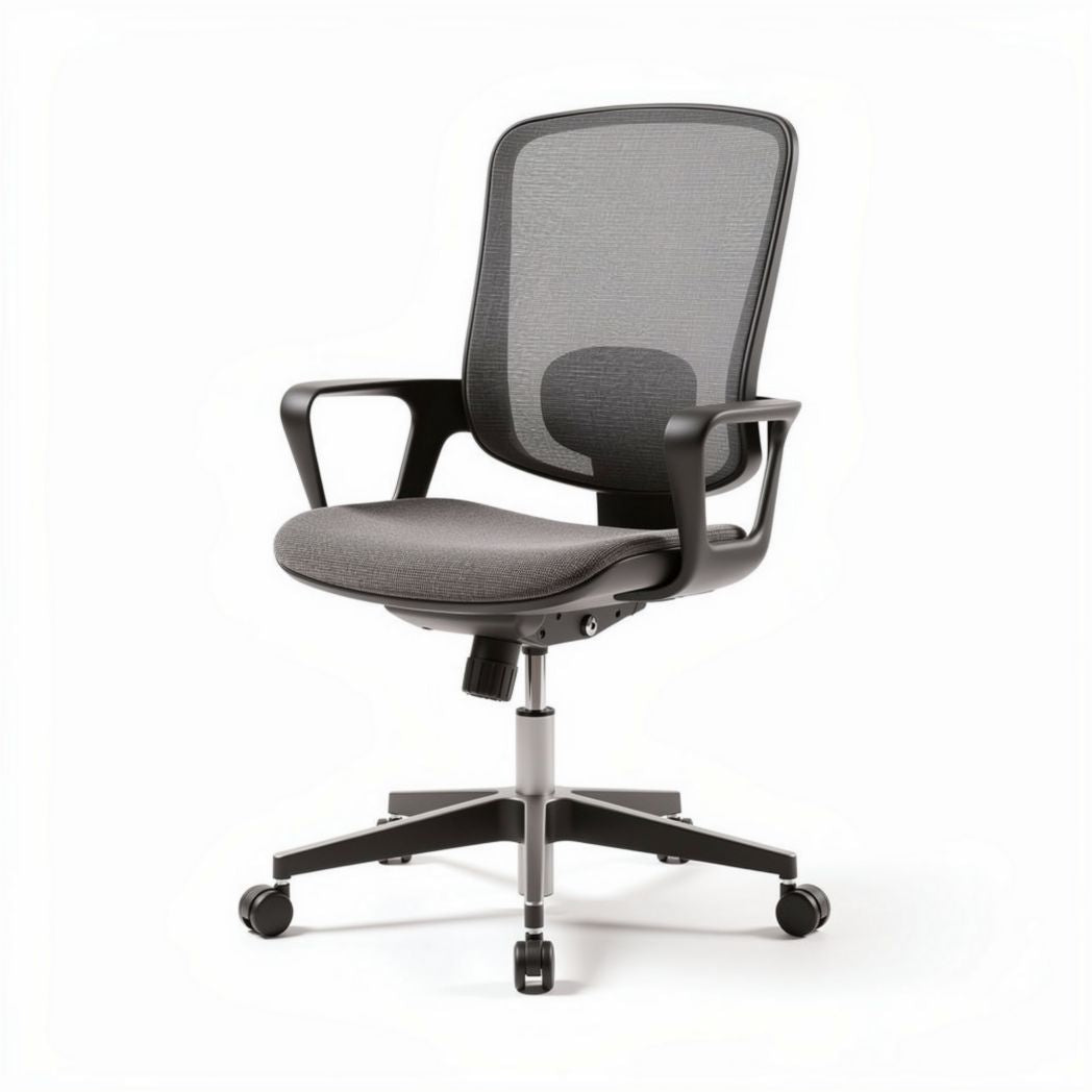 Mesh ergonomic office chair with adjustable height and black base