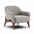 Fabric upholstered armchair with wood legs in light gray 80 x 80 x 85cm
